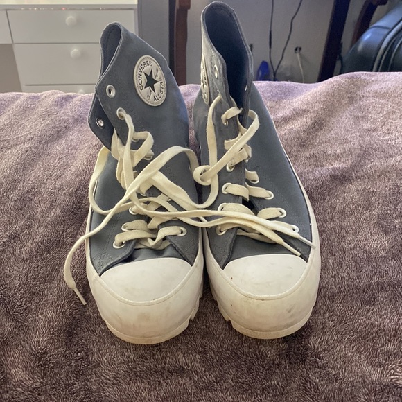 Converse, all stars platform, gray, and white with black converse logo on side - Picture 2 of 5